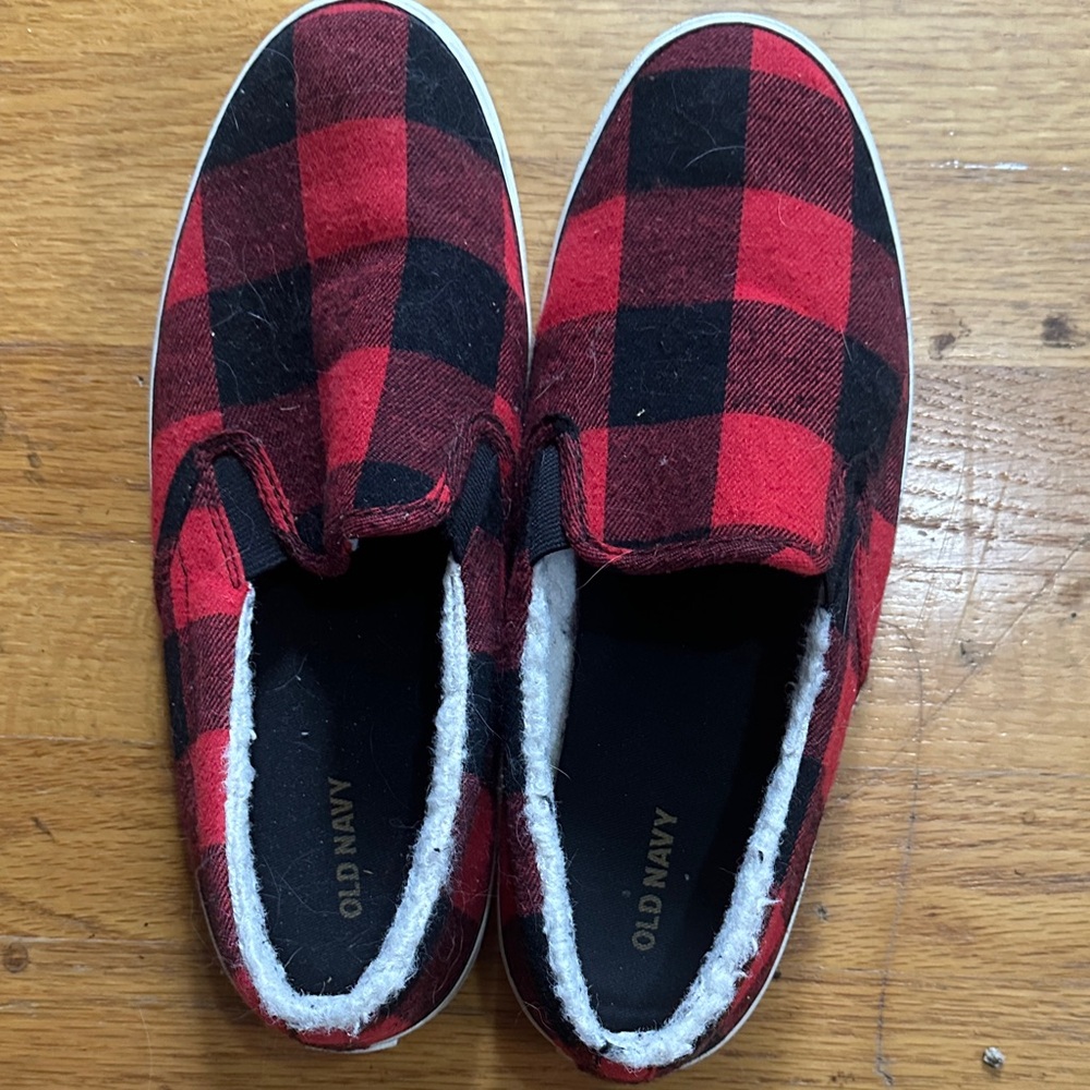 Old Navy Red and Black Plaid Sneakers